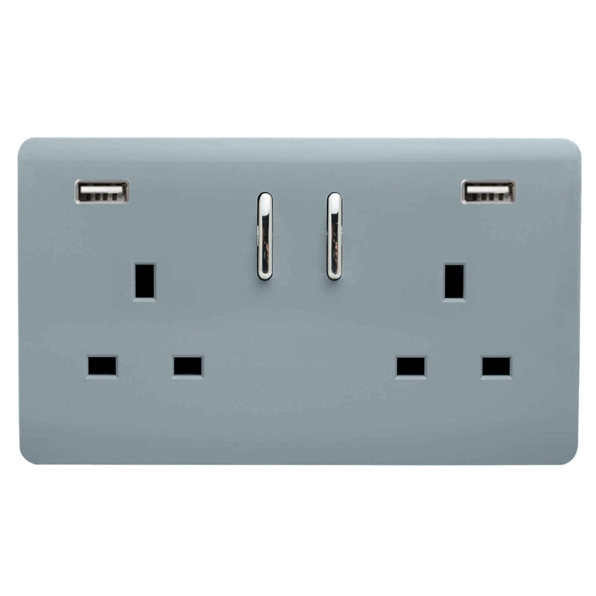 ART-SKT213USB31AACG  2 Gang 13Amp Short S/W Double Socket With 2x3.1Mah USB Cool Grey